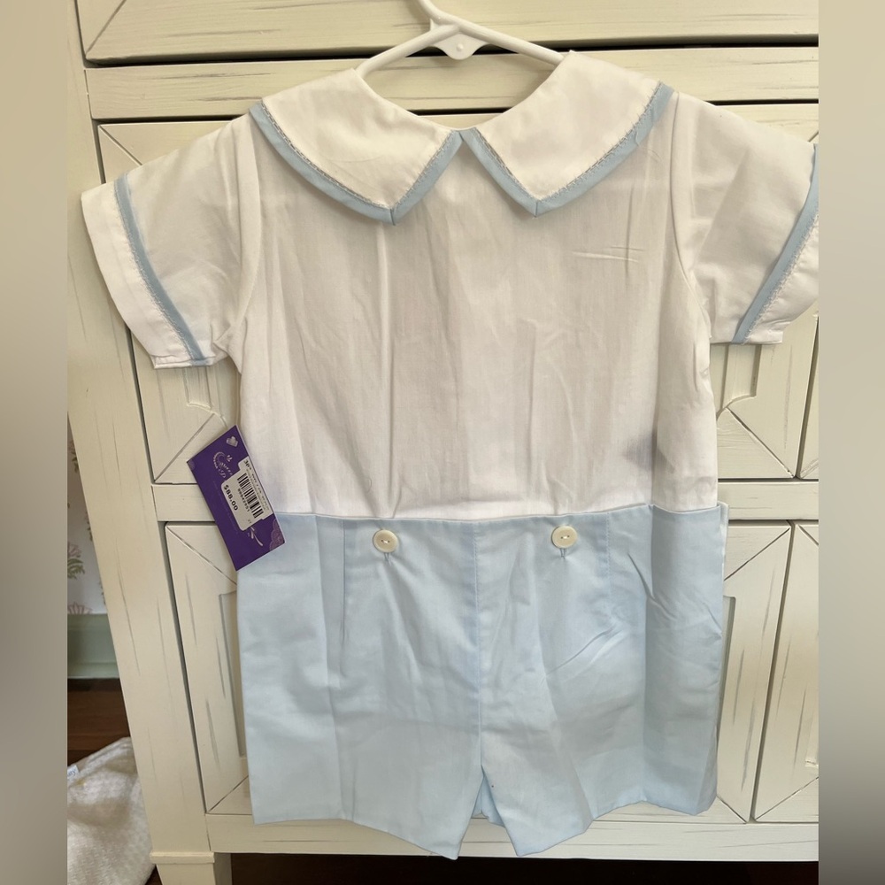 Phoenix and Ren toddler boy white and blue button on set - Picture 2 of 4